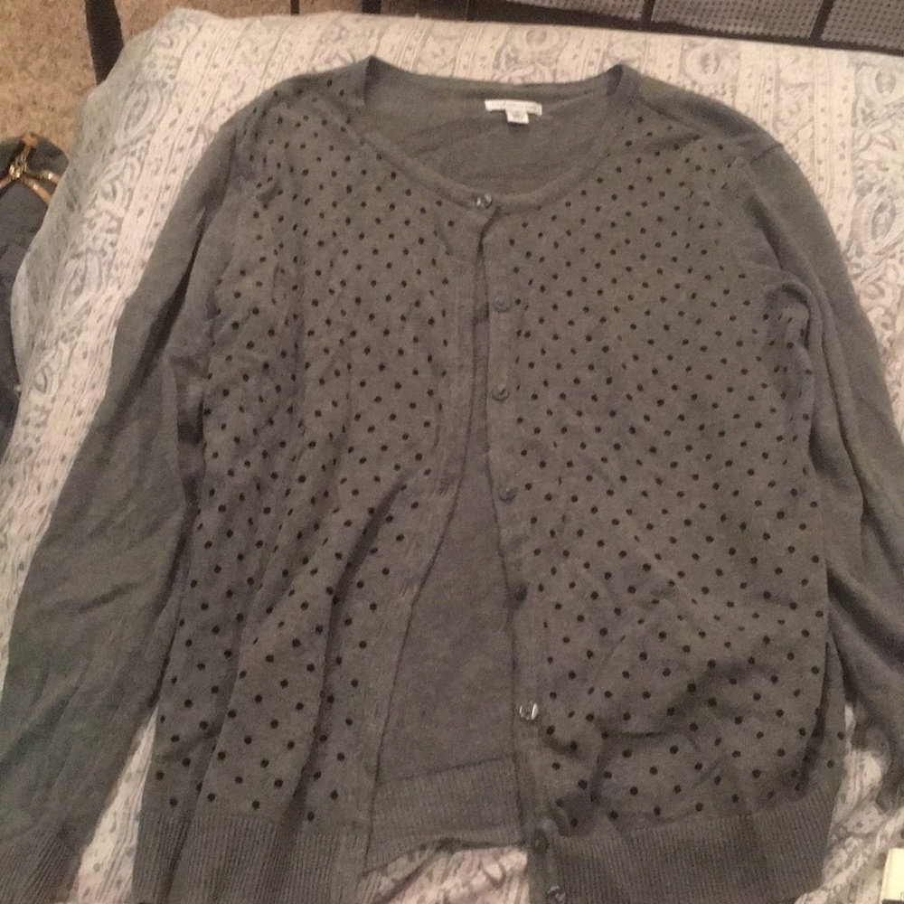 Grey Sweater with Black Polka Dots